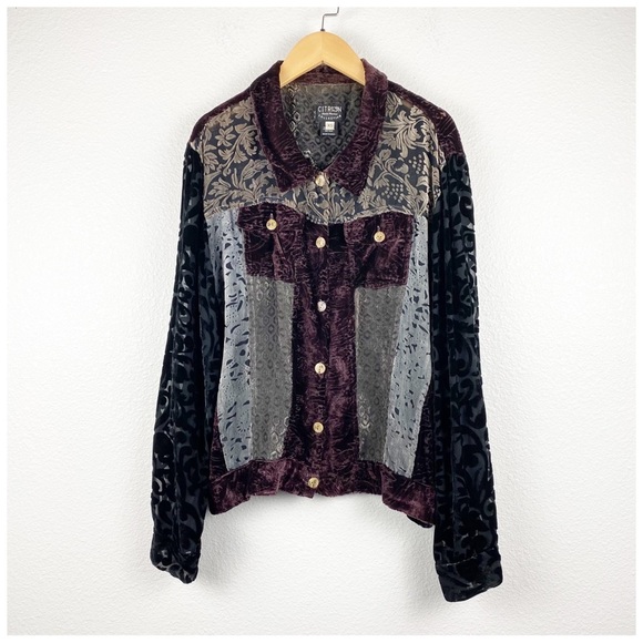 Citron‎ Vintage Velvet Burnout Button Down Size XS - Picture 1 of 7